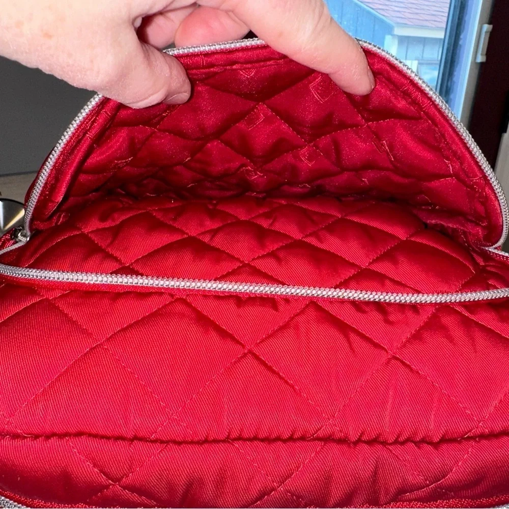 Vera Bradley Cardinal Red Lay Flat Cosmetic Organizer in Performance Twill